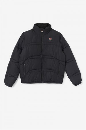 Black Men's Fila Elias Puffer Jacket | Saudi Arabia-581649