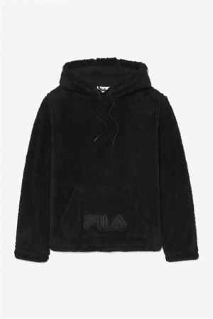 Black Men's Fila Premium Sherpa Hoodie | Saudi Arabia-985143