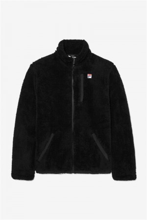 Black Men's Fila Premium Sherpa Jackets | Saudi Arabia-976153