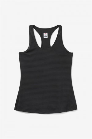 Black Women's Fila Essentials Racerback Tanks | Saudi Arabia-413750