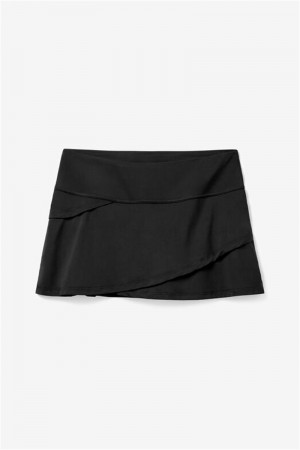 Black Women's Fila Essentials Tiered Skirts | Saudi Arabia-493812