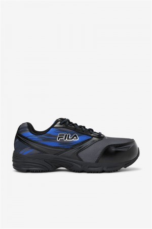 Black / Blue Men's Fila Memory Meira 2 Slip Resistant Composite Toe Shoes | Saudi Arabia-704618