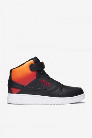 Black / Red / Orange Men's Fila A-High Fade Shoes | Saudi Arabia-287153