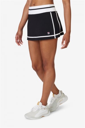 Black / White Women's Fila Essentials 13.5 Inch Skirts | Saudi Arabia-629417