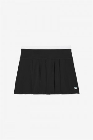 Black / White Women's Fila La Finale Pleated Skirts | Saudi Arabia-438126