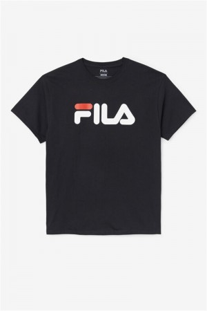 Black / White / Red Men's Fila Logo Tee | Saudi Arabia-162538