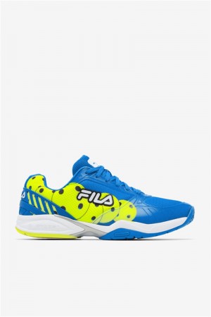 Blue / White / Yellow Men's Fila Volley Zone Shoes | Saudi Arabia-587230