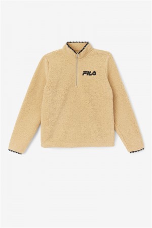 Brown / Silver Women's Fila Shelly Sherpa Quarter Zip Jackets | Saudi Arabia-058147