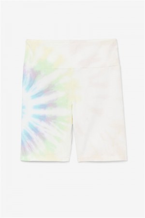 Cream Women's Fila Taima Tie Dye Bike Shorts | Saudi Arabia-164038