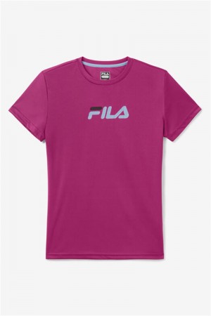 Fuchsia / Blue Women's Fila No Sweat Tee | Saudi Arabia-548706