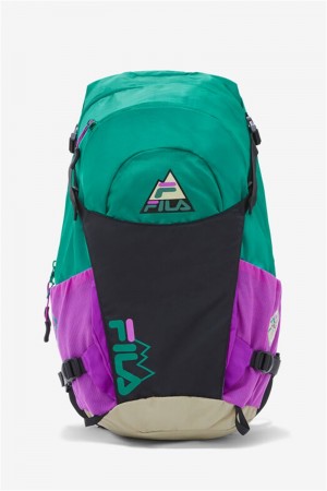 Green / Black / Purple Green Flower Men's Fila Trail Backpack | Saudi Arabia-094638