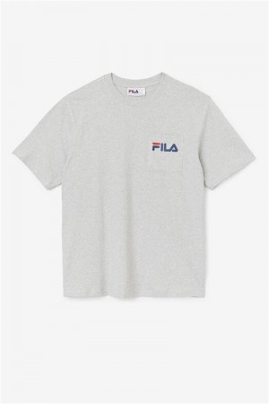 Light Grey Men's Fila Curtis Pocket Tee | Saudi Arabia-947132