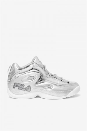 Metal Silver Men's Fila Grant Hill 3 Metallic Sneakers | Saudi Arabia-217398