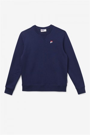 Navy Men's Fila Kieve Sweatshirts | Saudi Arabia-078593