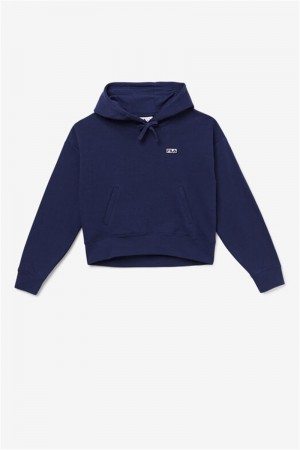 Navy Men's Fila Marina Hoodie | Saudi Arabia-803946