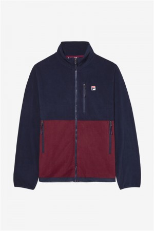 Navy Men's Fila Premium Micro Fleece Jackets | Saudi Arabia-314702