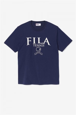 Navy Men's Fila Saran Tee | Saudi Arabia-614987