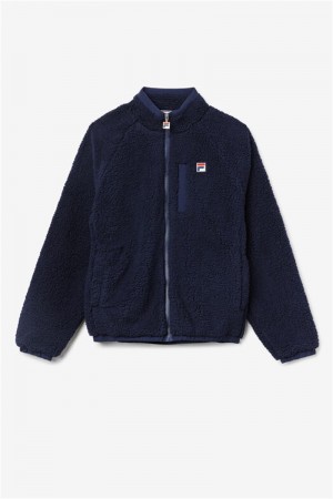 Navy Men's Fila Yuri Jackets | Saudi Arabia-648109