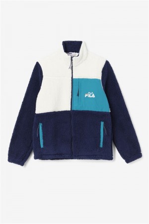 Navy / Deep Men's Fila Ravi Sherpa Jackets | Saudi Arabia-143029