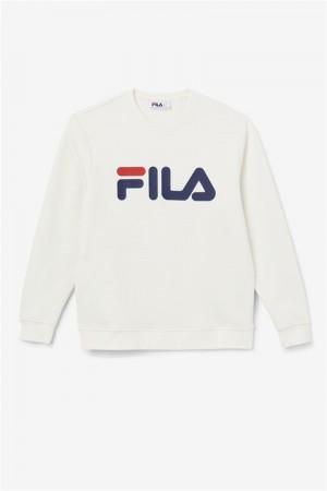 Navy / Red Men's Fila Zoya Crew Sweatshirts | Saudi Arabia-584172