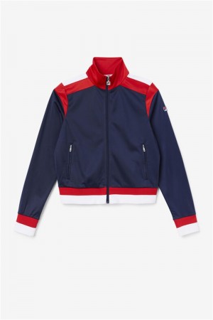 Navy / Red / White Men's Fila Sandy Track Jackets | Saudi Arabia-105934