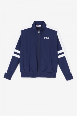 Navy / White Men's Fila Jovia Track Jackets | Saudi Arabia-850614