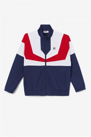 Navy / White / Red Men's Fila Amar Track Jackets | Saudi Arabia-478502