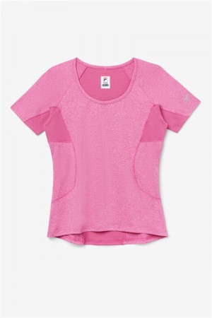 Pink Women's Fila Pickleball Short Sleeve Tops | Saudi Arabia-461379