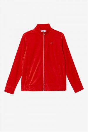 Red Men's Fila Deverall Velour Jackets | Saudi Arabia-095324