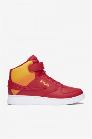 Red / Lemon / Orange Men's Fila A-High Fade Shoes | Saudi Arabia-976538