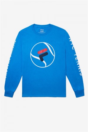 Royal Blue Men's Fila Nyc Long Sleeve Tee | Saudi Arabia-712493