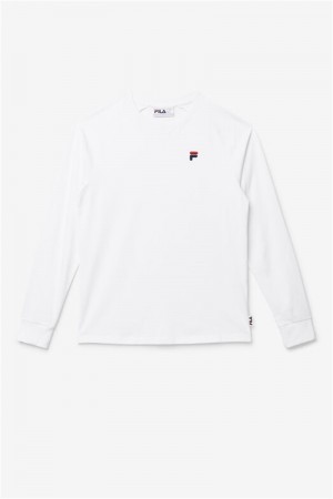 White Men's Fila Flynn Long Sleeve Tee | Saudi Arabia-406218