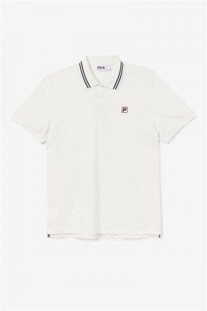 White Men's Fila Jelen Polo Shirts | Saudi Arabia-138507