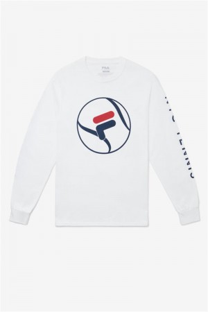 White Men's Fila Nyc Long Sleeve Tee | Saudi Arabia-862390