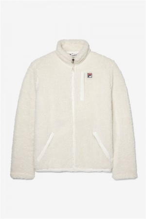 White Men's Fila Premium Sherpa Jackets | Saudi Arabia-132589