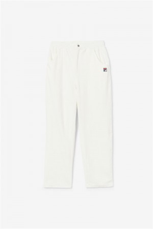 White Men's Fila Pryor Velour Pants | Saudi Arabia-872056