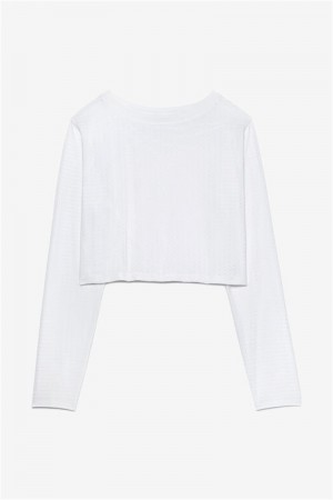 White Women's Fila Fi-Lux Vented Crop Tops | Saudi Arabia-487095