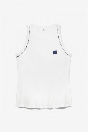 White Women's Fila Foul Line High Neck Tanks | Saudi Arabia-076483