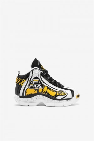 White / Black / Lemon Kids' Fila Grant Hill 2 Racing Shoes | Saudi Arabia-609374