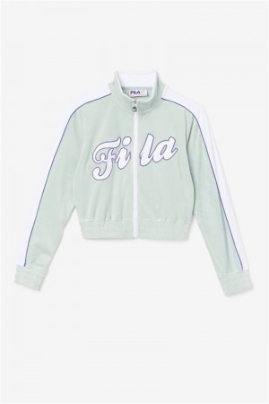 White / Blue Men's Fila Valery Velour Jackets | Saudi Arabia-709436