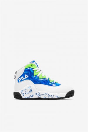 White / Blue / Green Kids' Fila Mb Night Walk Shoes | Saudi Arabia-450961