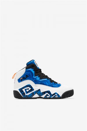 White / Blue / Orange Kids' Fila Mb Night Walk Shoes | Saudi Arabia-795408