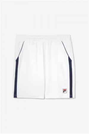 White / Navy / Red Men's Fila Essentials H Knit Shorts | Saudi Arabia-806927