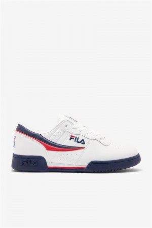 White / Navy / Red Men's Fila Original Fitness Shoes | Saudi Arabia-189053