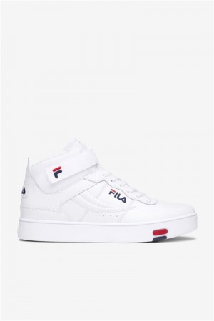 White / Navy / Red Men's Fila V-10 Lux Sneakers | Saudi Arabia-798042