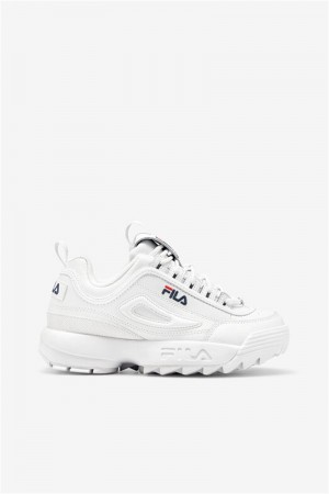 White / Navy / Red Women's Fila Disruptor 2 Premium Sneakers | Saudi Arabia-165234