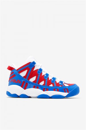 White / Red / Blue Men's Fila Stackhouse Spaghetti Sneakers | Saudi Arabia-016743