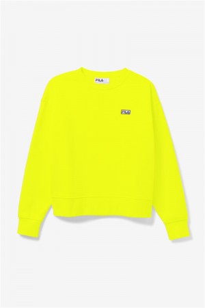 Yellow Women's Fila Stina Crew Sweatshirts | Saudi Arabia-049138