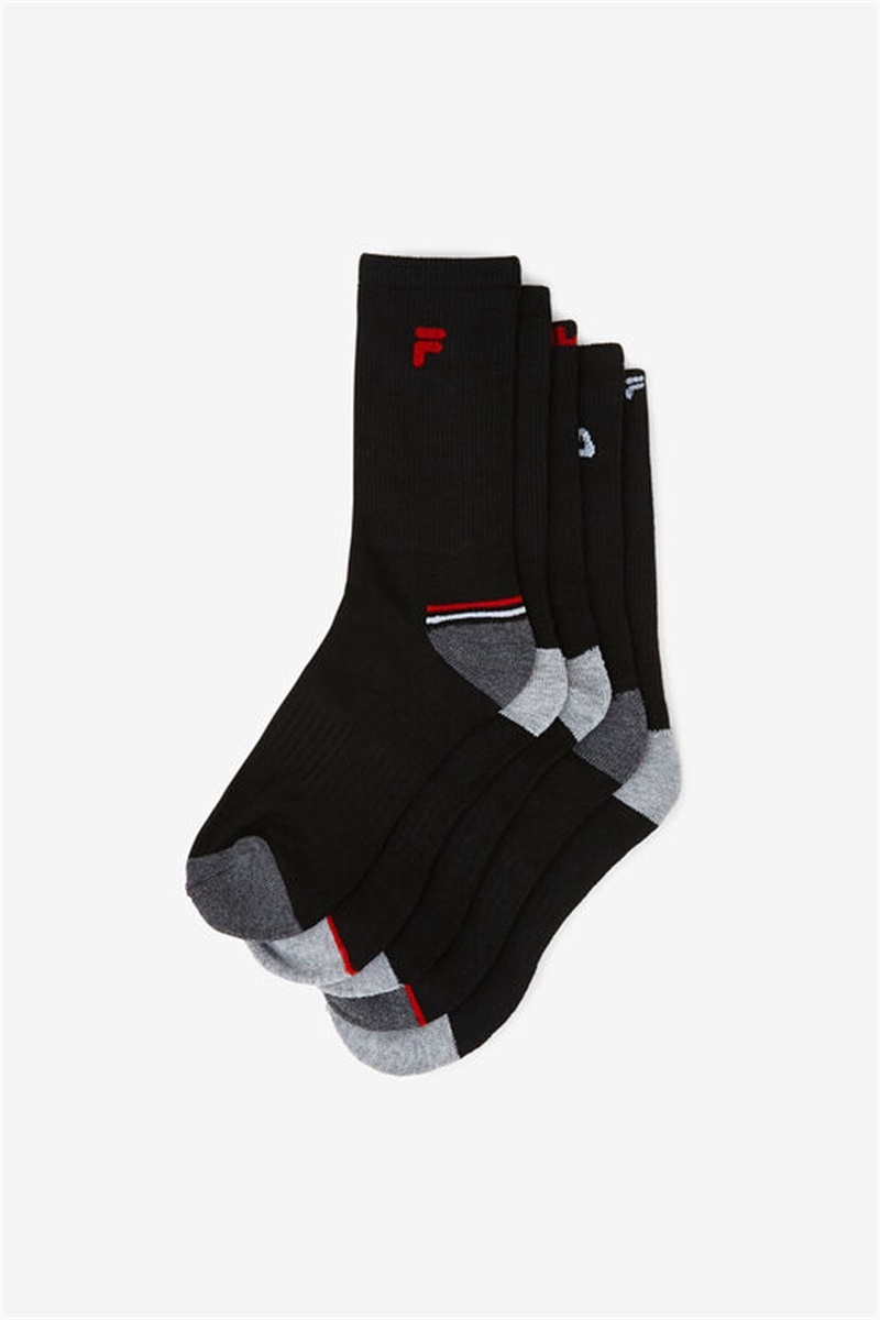 Black Men's Fila Crew 6-Pack Socks | Saudi Arabia-431506