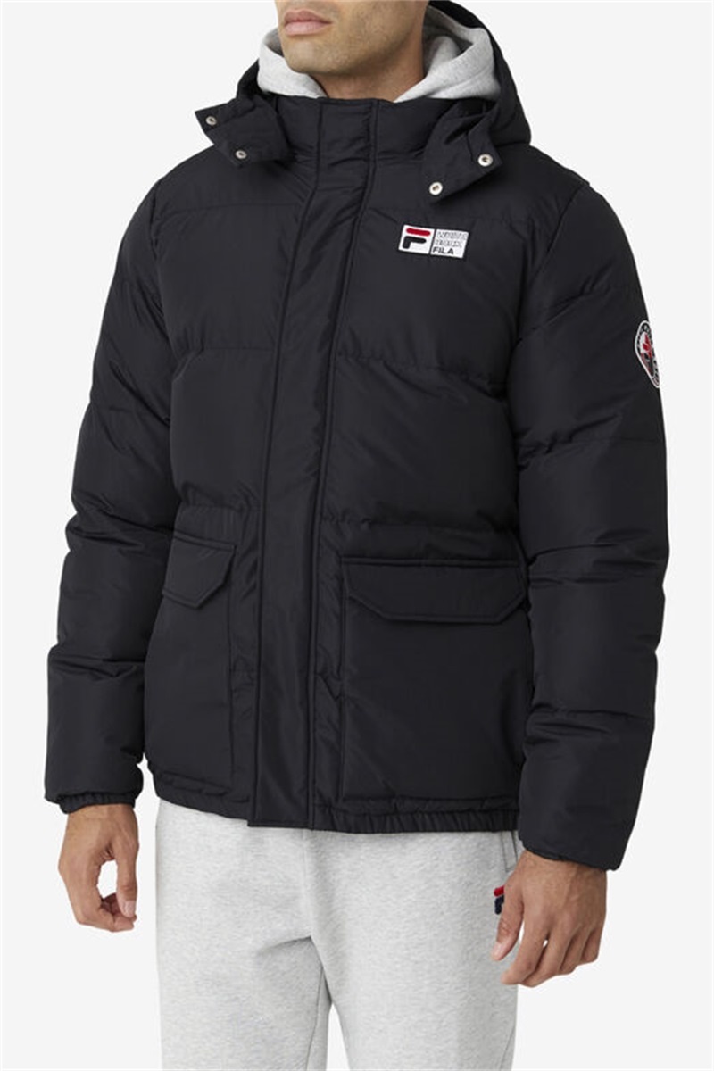 Black Men's Fila Otler Puffer Jacket | Saudi Arabia-960137